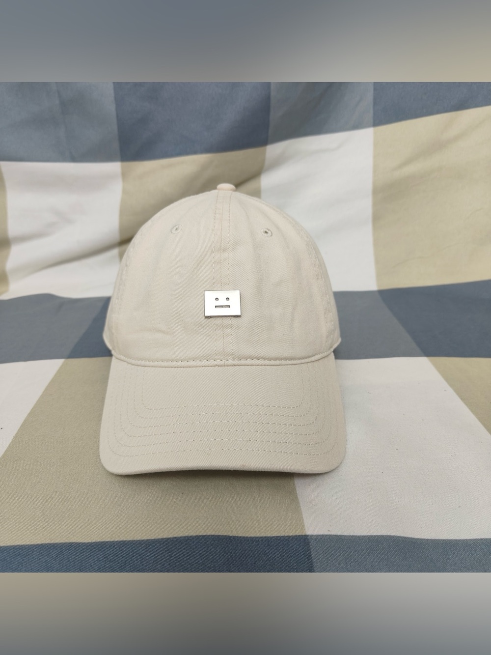 ⭐️Acne Neutral Cream Baseball Cap with Metal Face Emblem